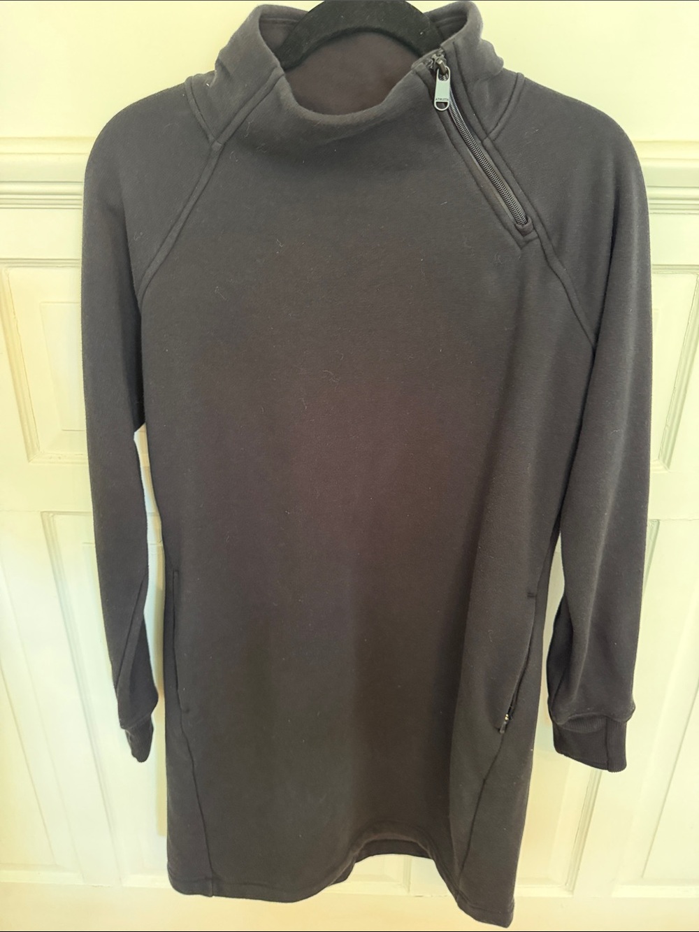 Athleta Black Long Sleeve Funnel Neck Pullover Dress